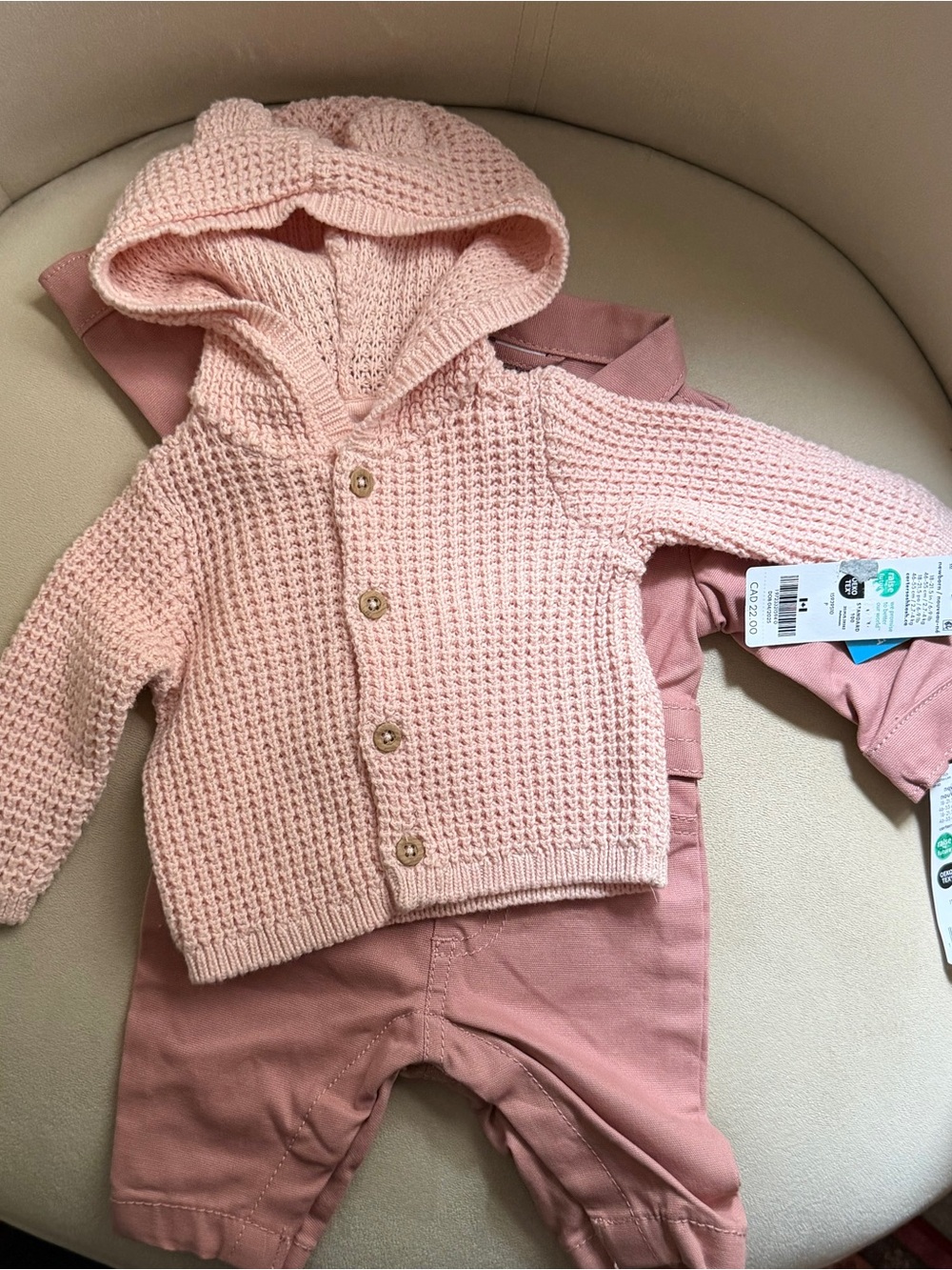 NB NWT Pink Knit Cardigan and Overalls